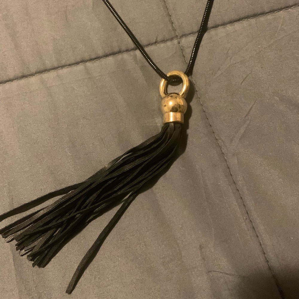 Lane Bryant Black Chain & Tassel Long Necklace - Picture 2 of 3